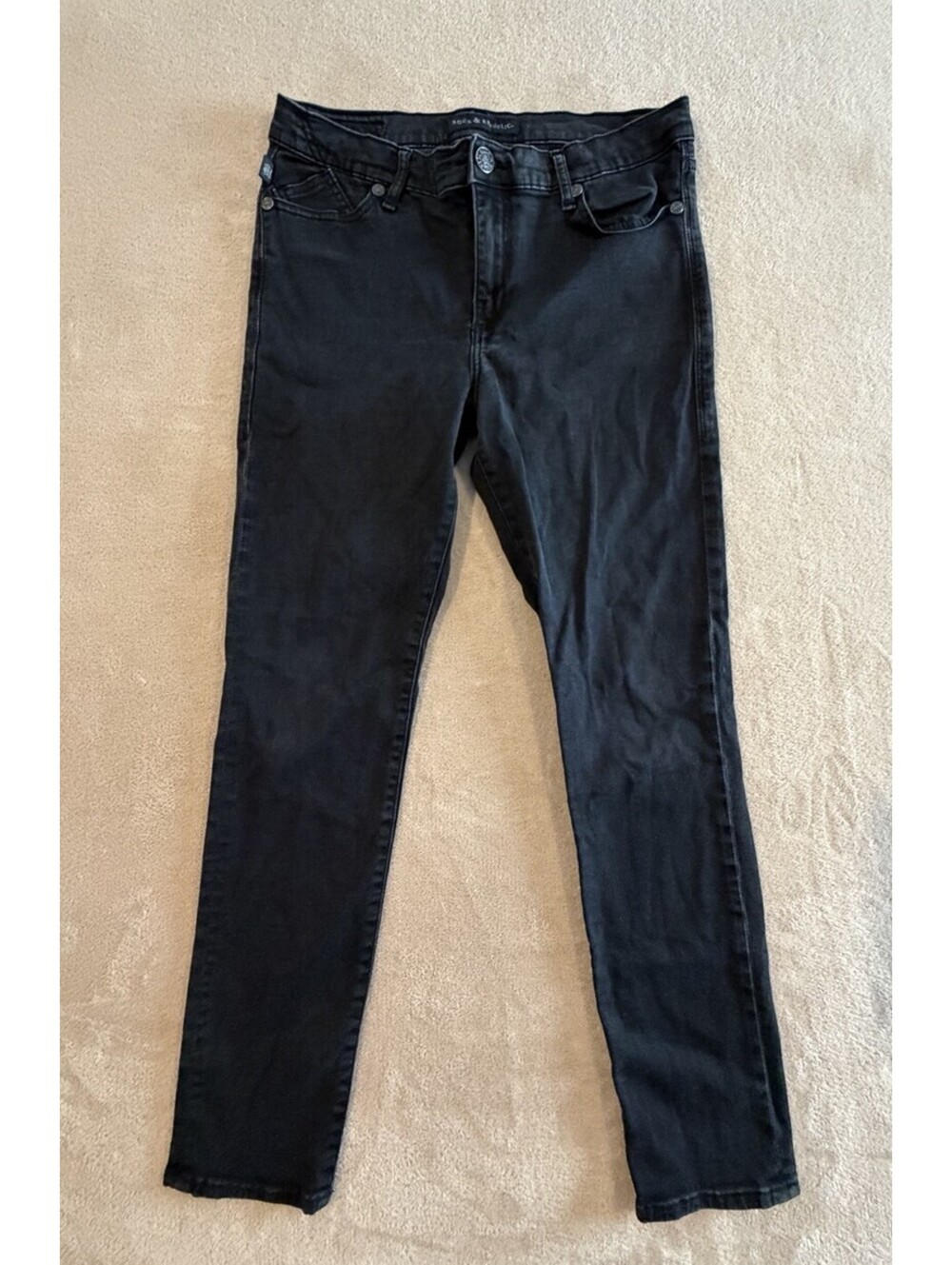Rock & Republic Berlin Size 16 Black Straight Leg Stretch Jeans